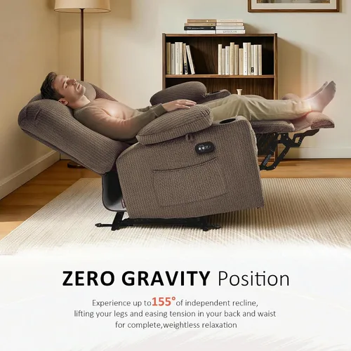 Miniatura 5 de MCombo PR648SET - Sofá reclinable eléctrico de gravedad cero de 55.9 pulgadas con masaje de calor y vibración, sofá biplaza reclinable con puertos