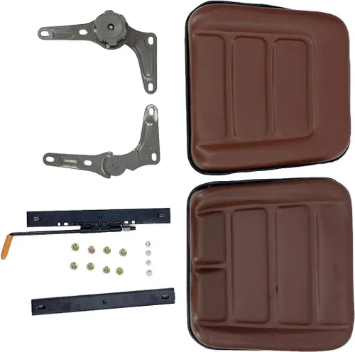 Miniatura 9 de Asiento de tractor de suspensión de PVC con respaldo ajustable de 140° Marrón Se adapta a carretilla elevadora de excavadora, tractor, cargador
