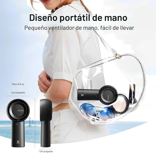 Miniatura 7 de JISULIFE Ventilador turbo portátil de mano [tiempo máximo de enfriamiento de 18 horas], 6000 mAh USB recargable personal con pilas, ventilador