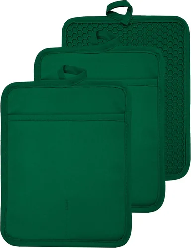 Miniatura 9 de Soporte para olla de horno con bolsillo, de algodón, resistente al calor, para cocina, almohadilla caliente, guantes de horno para cocinar y Gris