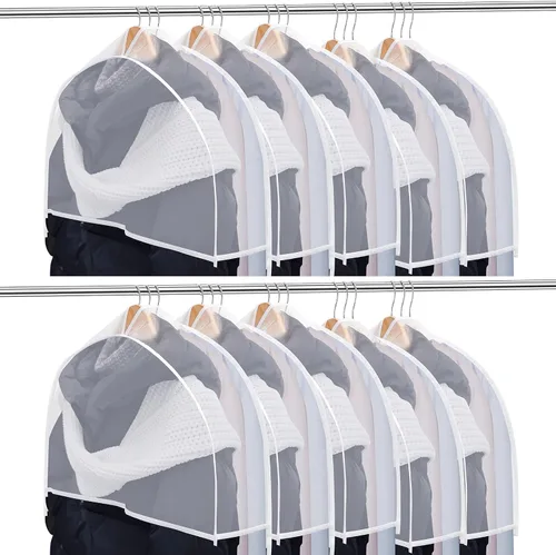 Miniatura 11 de Patelai 8 fundas de hombro para colgar ropa de 24 x 12 pulgadas, fundas de plástico transpirables para colgar ropa, protectores contra el polvo