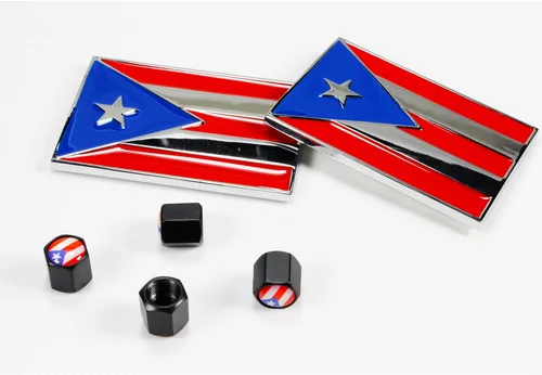 Miniatura 5 de Dsycar Paquete de 2 emblemas de Puerto Rico en relieve, bandera de metal cromado para accesorios de decoración de automóvil, regalos 4 tapas