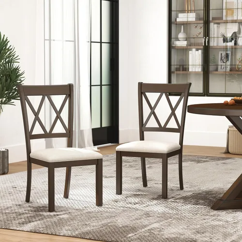 Miniatura 13 de Roundhill Furniture Windvale - Silla de comedor tapizada de tela, juego de 2, color negro