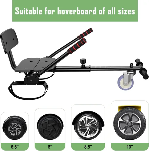 Miniatura 4 de Accesorio de Asiento para Patinete, Patinete con Go Kart para Niños, Niños, Niñas, Adultos, con Luces LED Coloridas, Bluetooth A-6.5 Negro con Negro