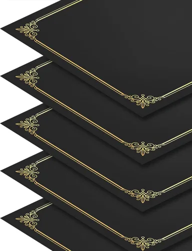 Miniatura 2 de GNL Soportes para certificados - 10 paquetes de soportes para diplomas negros, cubiertas para certificados con borde de lámina dorada, para papel