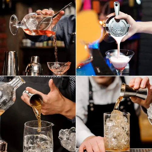 Miniatura 3 de Vaso mezclador de cóctel, kit de barman de cristal de 18 onzas, juego de cóctel de 3 piezas con colador, jigger, herramientas de bar, juego