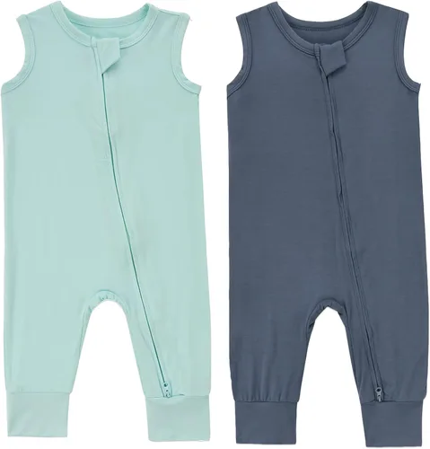 Mameluco sin mangas con cremallera para bebé, mono de verano para niños pequeños, trajes de rayón, pijamas sin pies para bebés de 0 a 78.7 ft