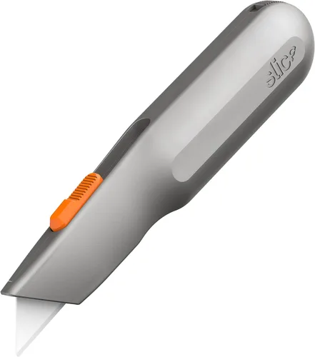 Miniatura 11 de Cuchillo utilitario con mango de metal, hoja de cerámica amigable con los dedos, se retrae automáticamente para mayor seguridad, mango de metal