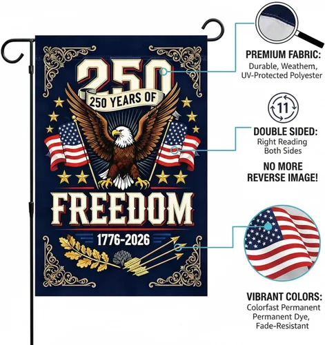 Miniatura 2 de Bandera de Estados Unidos del 250 aniversario, bandera de Estados Unidos para celebración del 250 aniversario, decoraciones del 4 de julio, banderas