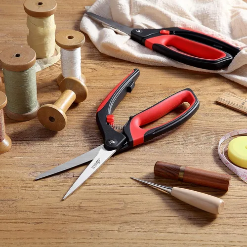 Miniatura 6 de LIVINGO Tijeras de tela de 10" de acción de resorte, tijeras de costura profesionales para sastre y modista, tijeras de carga de resorte de alta