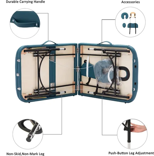 Miniatura 5 de Mesa de masaje plegable portátil ligera de 28 pulgadas de ancho, 3 pulgadas, para salón facial, spa, cama de tatuaje con patas de aluminio