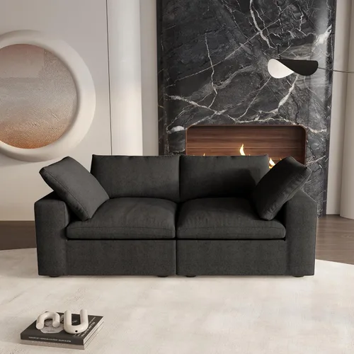 Miniatura 53 de Cloud - Sofá modular convertible de 80.3 pulgadas en forma de L para sala de estar con otomana de almacenamiento, sofás profundos minimalistas