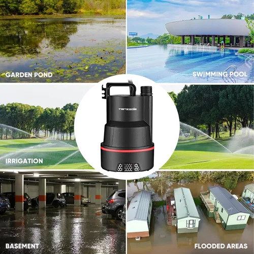 Miniatura 6 de Bomba de sumidero sumergible, bomba de agua termoplástica portátil, bomba de transferencia de agua eléctrica con cable de 16.4 pies para piscina