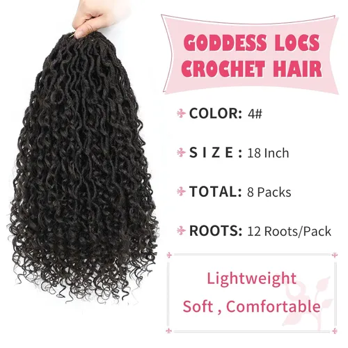 Miniatura 152 de Alicoco Goddess Locs Cabello de Ganchillo 12 Pulgadas 8 Paquetes Rastas Sintéticas de Ganchillo Para Mujeres Rastas Suaves Boho Pre-enrolladas River
