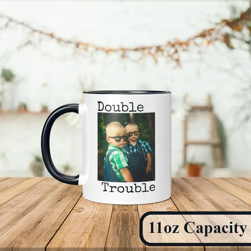Miniatura 5 de Taza de café de cerámica negra personalizada de 11 onzas con texto, mensaje, tu texto aquí, nombre, DYE Taza para Cafe personalizadas, con foto