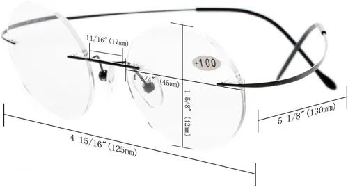 Miniatura 5 de CessBlu Anteojos de lectura circulares de titanio, lentes de lectura redondos sin montura flexibles para hombres y mujeres