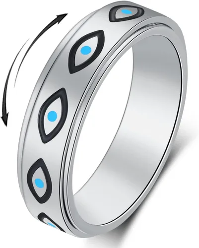 Anillo de ansiedad OreilleStar para mujeres, anillo giratorio de titanio y acero inoxidable, anillo de ansiedad para hombres, 6mm de ancho con Plata