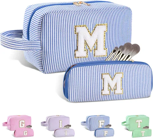 Miniatura 100 de Regalos personalizados para mujeres, bolsa de maquillaje con inicial, bolsa de maquillaje de viaje, bolsa de cosméticos, bolsa de artículos