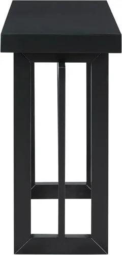 Miniatura 9 de Mesa de entrada de 59.1 pulgadas con chapa de pino, única mesa consola de diseño triple rectangular con patas gruesas de madera de pino, mesa
