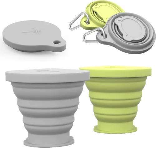 Miniatura 7 de IYYI Taza plegable para viajar, taza plegable de silicona, taza de camping con tapa, taza plegable para camping, senderismo, al aire libre, viajes