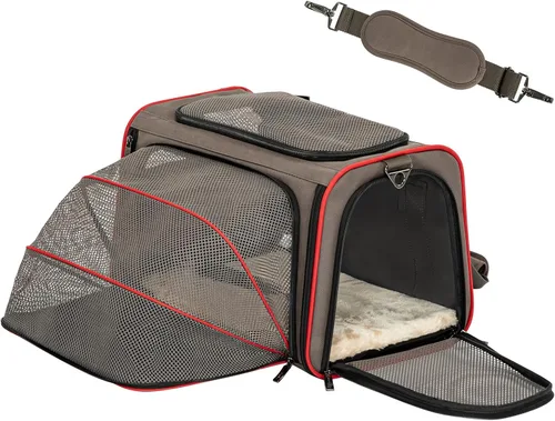 Miniatura 17 de Petsfit Transportador Expandible para Conejos Transportador para Gatos Pequeños Aprobado por Aerolíneas, 16X10X9 Pulgadas Bolsa de Viaje Portátil