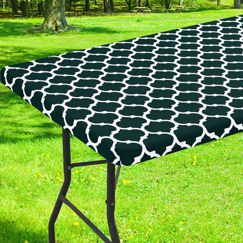 Miniatura 10 de Smiry Mantel cuadrado para mesa de pícnic, manteles de camping impermeables elásticos ajustables, protector de mantel de vinilo con respaldo de Gris