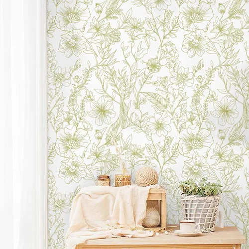 Miniatura 4 de GloryTik Papel Tapiz Floral Despegable y Adhesivo Papel de Contacto Moderno Blanco y Dorado Removible Autoadhesivo para Baño Dormitorio Gabinetes