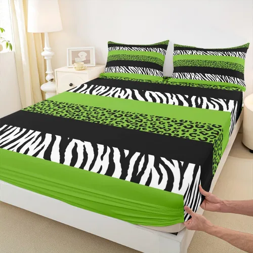 Miniatura 42 de Juego de sábanas con estampado de manchas de piel de cheetah abstracto, sábana bajera tamaño individual para niños, niñas y mujeres, decoración