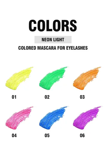 Miniatura 6 de 6 máscaras fluorescentes coloridas, pestañas de neón, pestañas voluminizadoras y alargadoras para pestañas, impermeable, de larga duración