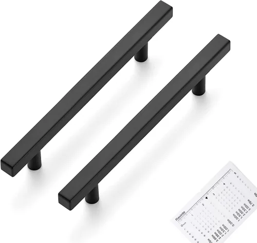 Miniatura 13 de Ravinte - Paquete de 5 tiradores de gabinete negro mate de 2.5 pulgadas, tiradores de cocina para gabinetes con plantilla de montaje, longitud total