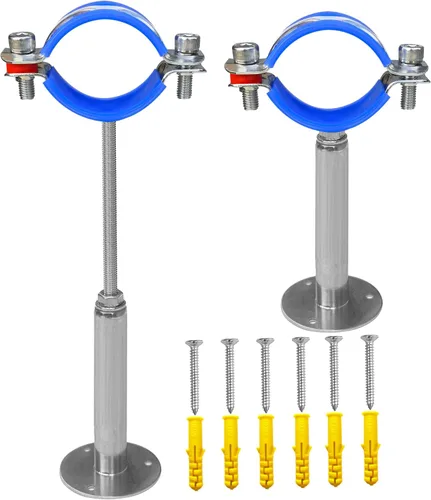 Soportes de tubería de montaje en techo para montaje en pared, abrazaderas de tubo ajustables, perchas 、 acero inoxidable 304, 2 piezas adecuadas