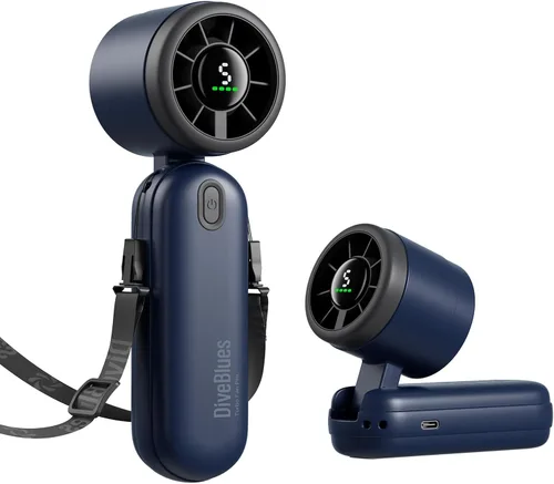 Miniatura 11 de Diveblues iTurbo - Ventilador turbo portátil de mano, mini ventiladores de mano portátiles plegables, batería recargable, pantalla LED de alta