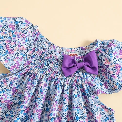 Miniatura 3 de MODNTOGA Vestido de verano floral para niña, manga con volantes, estampado de flores silvestres, vestido de playa para niña, vestido de princesa
