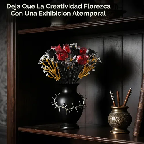 Miniatura 3 de Juego de construcción de ramo de rosas para adultos, regalos para mujeres, adolescentes, parejas, mamá, esposa, novia, colección de botánicos