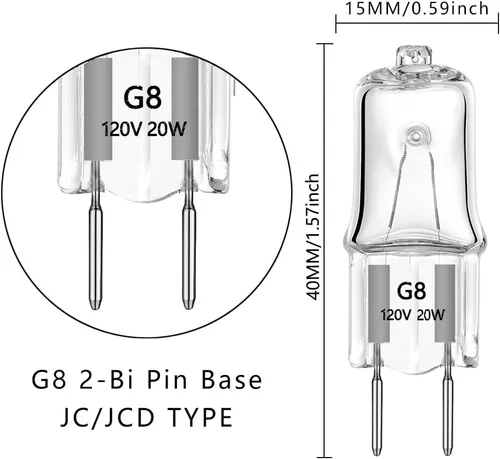 Miniatura 2 de Bombilla halógena G8 Base G8 WB25X10019 Reemplazo para Horno de Microondas GE/Samsung/Kenmore Elite/Maytag Microondas Más de 3 Paquetes