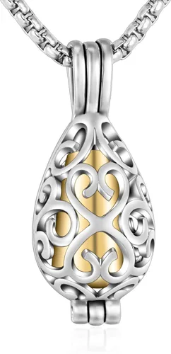 XIUDA Collar de urna personalizado para cenizas humanas, collar de cenizas de flor de loto con mini urna de recuerdo, joyería de cremación