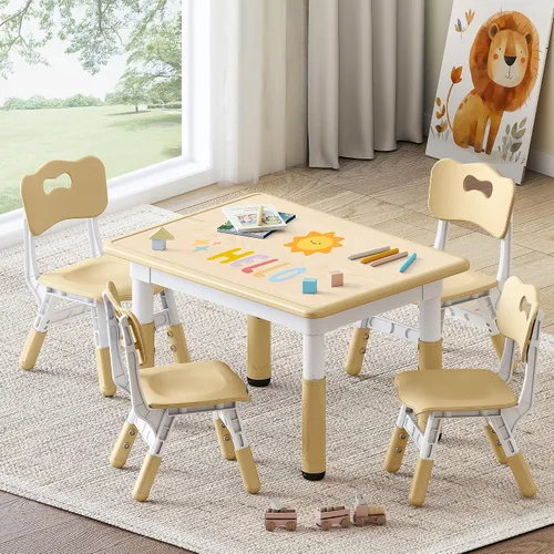 Miniatura 11 de GITAWUSA Juego de mesa y sillas de estudio para niños, juego de mesa y sillas para niños de 3 a 8 años, 31.5 pulgadas de largo x 23.6 pulgadas