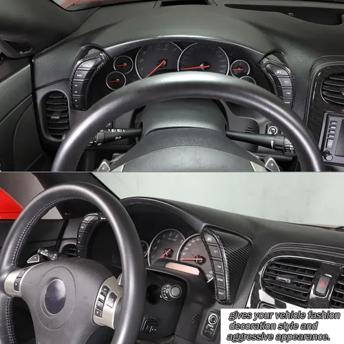 Miniatura 7 de Lcojicep Cubierta interior para interruptor de botón de auto en ambos lados compatible con Chevrolet Corvette C6 2005-2013, velocímetro lateral Negro