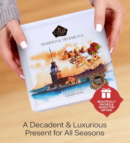 Miniatura 6 de Cerez Pazari Baklava Juego de regalo de pastelería – Pastelería turca de Baklava con nueces y especias – Caja de regalo de Baklava de Turquía