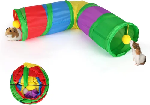 Miniatura 16 de Rypet Túnel de Cobaya de 3 Vías Plegable Túneles y Tubos para Mascotas Pequeñas con Pelota Interactiva para Conejo Bebé Hurón Hámster Chinchilla