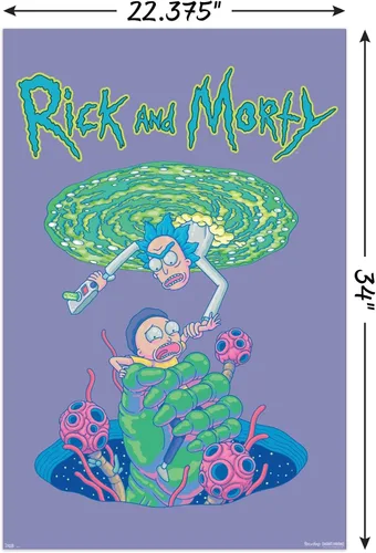 Miniatura 3 de Trends International Rick And Morty - Póster de pared de otoño portal, 22.375 x 34 pulgadas, versión sin marco