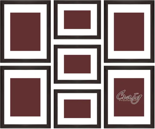 Miniatura 10 de Craig Frames, juego de 7 portarretratos de madera compuesta para colgar en pared. Portaretratos con fondo blanco