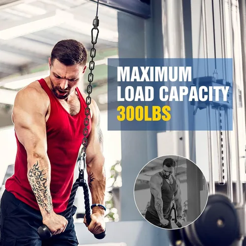 Miniatura 5 de Cadena de fitness, cadena de levantamiento de pesas, cadena de extensión de cable de ejercicio de acero inoxidable 304, barra desplegable LAT
