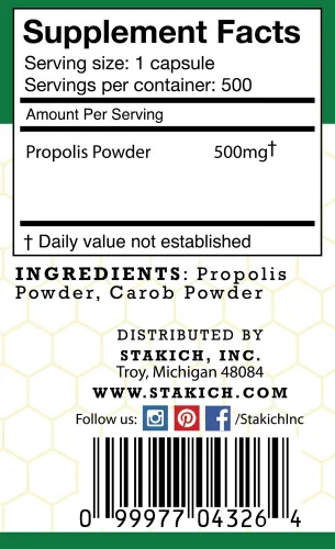 Miniatura 2 de Stakich Cápsulas de 500 mg (cápsulas de propóleo 500 mg (500 unidades)