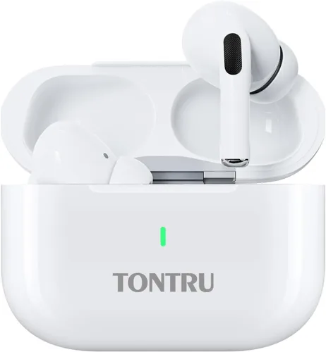 Miniatura 9 de Auriculares inalámbricos, auriculares Bluetooth 5.3, semi-intraurales con cancelación de ruido AI, tiempo de reproducción de 24 horas, ajuste Blanco