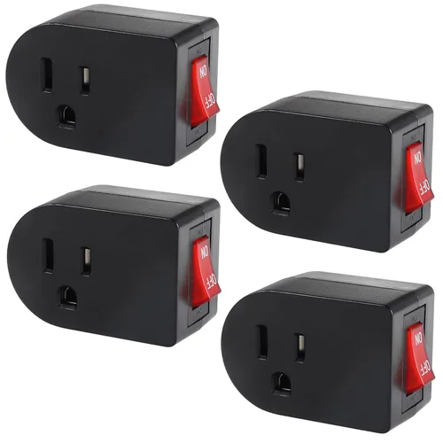 Miniatura 8 de VSEER Toma de tierra con interruptor de encendido y apagado, interruptor de salida de adaptador de corriente individual 15A 1875W/3 clavijas