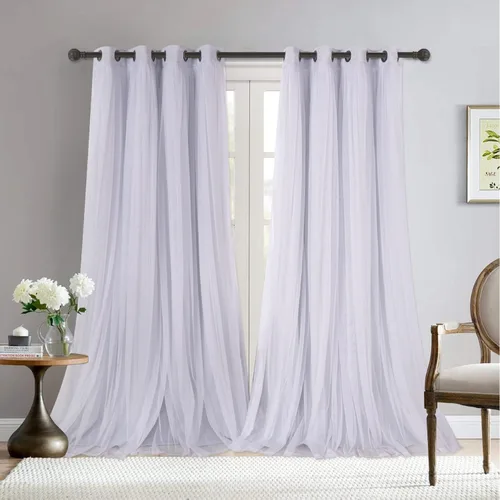 Miniatura 44 de BONZER Cortinas opacas con superposición transparente, mezcla y combina paneles de ventana de doble capa con aislamiento térmico para sala de estar