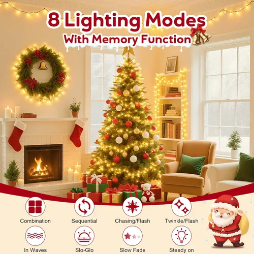 Miniatura 5 de Hishine Luces de Navidad de 49 pies, 1000 luces LED para exteriores, tira de luces para interiores, 8 modos, impermeable, enchufable, luz de árbol