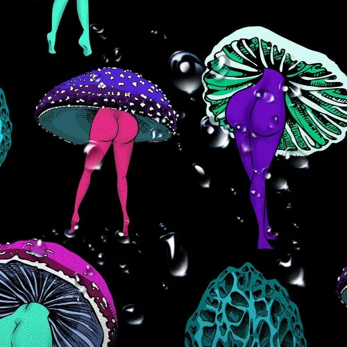 Miniatura 9 de Divertida cortina de ducha de hongos psicodélicos hippie, decoración de baño, lindo tatuaje de trasero, vegetariano, botánico, vegano, hongo