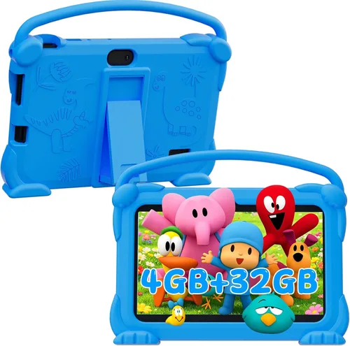 YQSAVIOR Tabletas para niños, Tablet Android 12 para niños, 4 GB RAM 32 GB ROM, Tablet para niños pequeños de 7 pulgadas con pantalla IPS, control